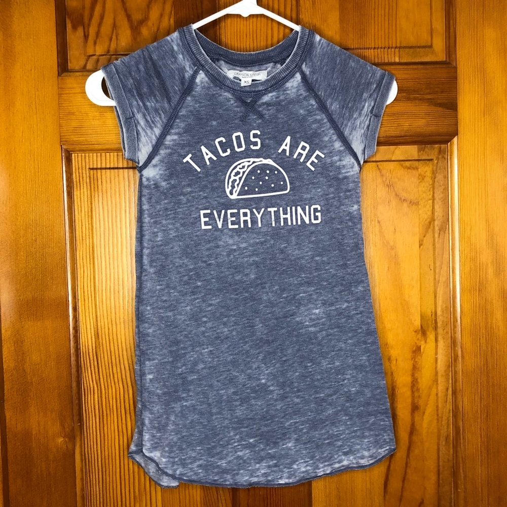Tacos are Everything Tee Shirt dress blue size 4T Grayson Social